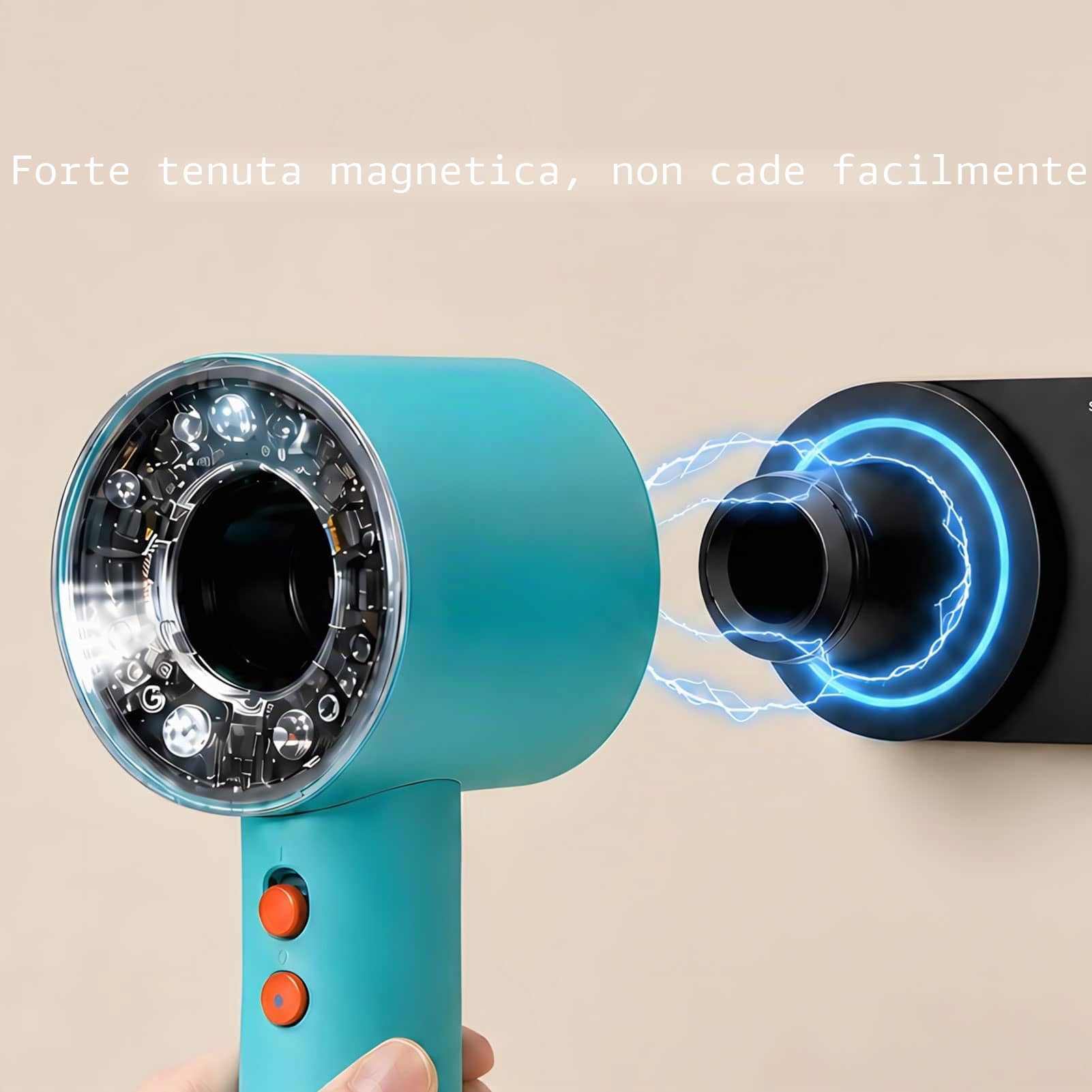 simpletome Supporto per Asciugacapelli da Muro per Tutti Magnetico Alta velocità Asciugatore per Capelli con Gancio Organizzatore del Cavo della Spina (Lega di Alluminio, Nero)