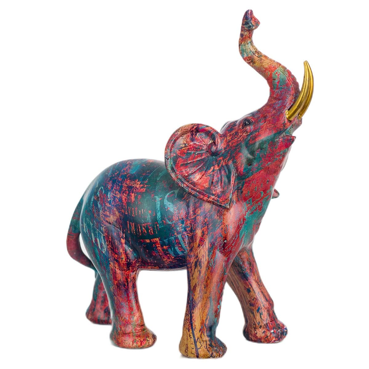 BY SIGRIS Signes Grimalt Figura Elefante Rojo de Resina | Figura de Elefante Figuras Decorativas Decoracion Salon 25x10x20cm