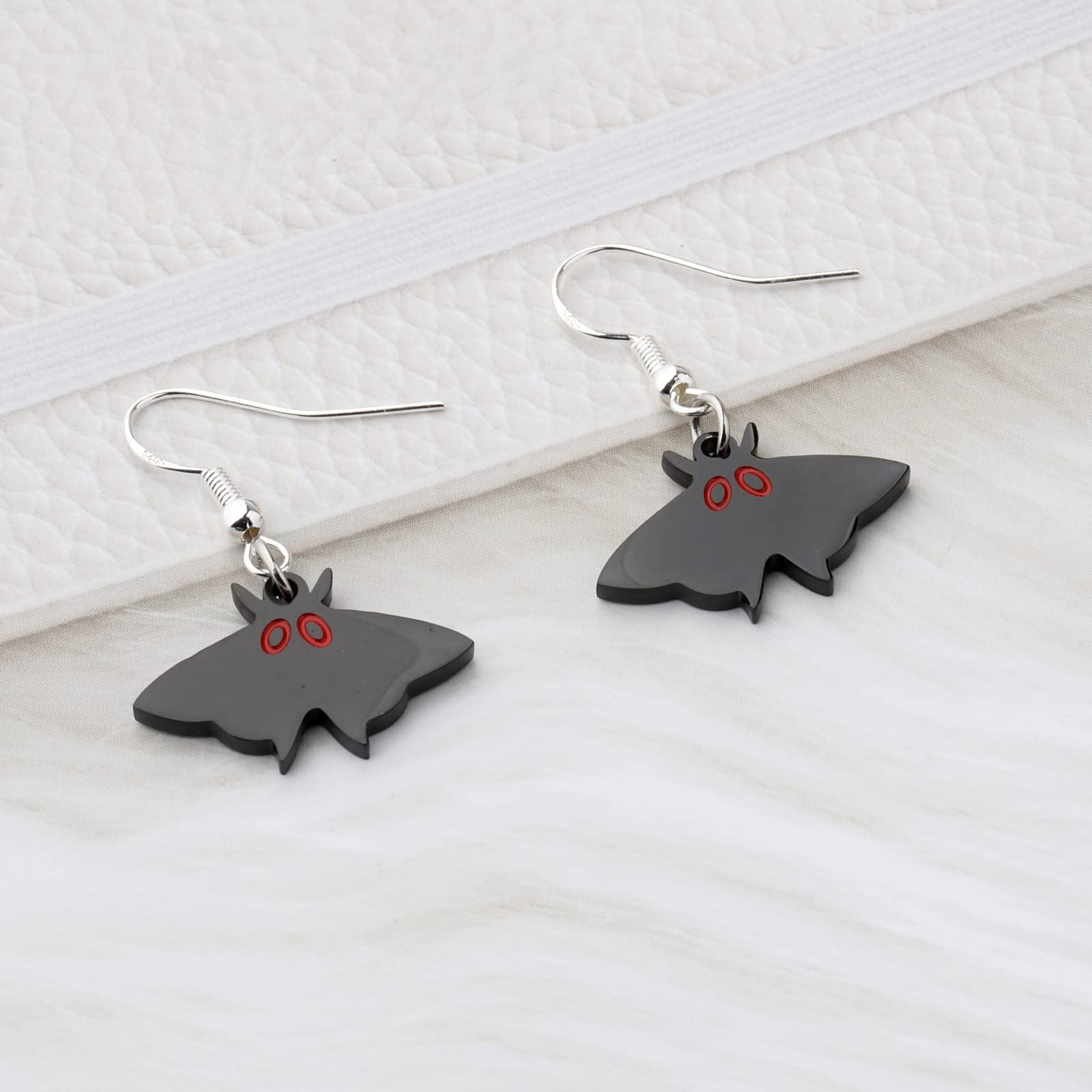 Pendientes de polilla para hombre amante, polilla, insecto, bruja, monstruo, espeluznante, raro, funky, joyería de Halloween, Metal, Acero inoxidable 5
