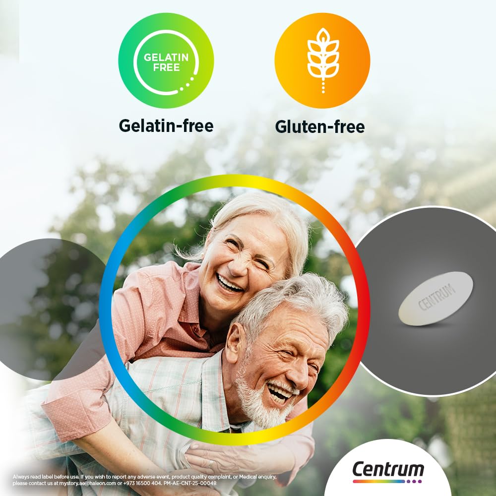Centrum Silver Adults 50+ Multivitamin 100 Tablets - Complete Daily Vitamins & Minerals Adjusted for Men & Women Over 50 to Support Heart, Brain and Eye Health - 100-Day Supply