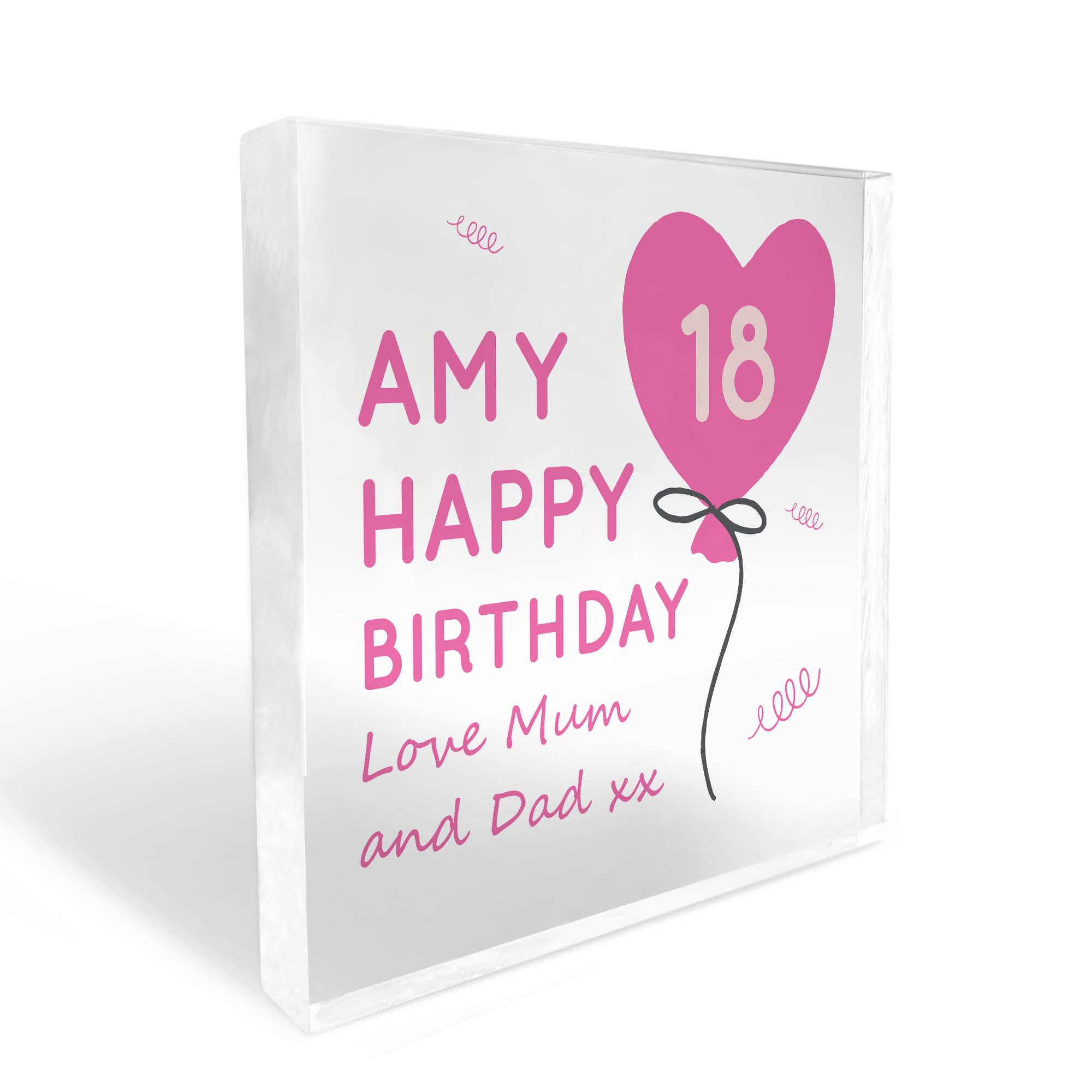 Red Ocean Personalised 16th 18th 21st 30th 40th 50th 60th Birthday Gift For Women, Acrylic Block, Birthday Gift For Daughter Mum Sister Auntie Nanny Nana, Gift For Her Keepsake