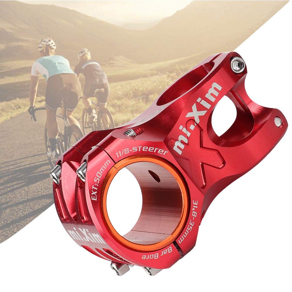 Bicycle Handlebar Stem, Aluminium Alloy Anti-Rust Short Bike Stem Clamp for 35mm/31.8mm Handlebar with Adapter Ring (red) - Image 2