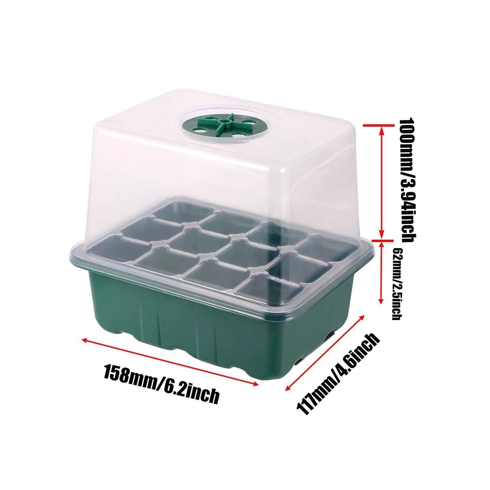 Anzuchtschale Grow Light 6/12 Löcher Samen-Starterschalen Pflanzkasten Sämling Keimung Indoor-Gartenwerkzeug für Pflanzen(Light Grey)