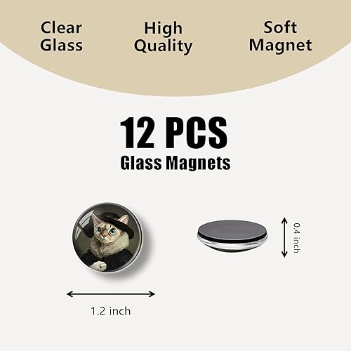 Miniatura 3 de 12 imanes de cristal para nevera, lindos gatos, imanes decorativos para refrigerador, para cocina, oficina, pizarra, gabinete y lavavajillas