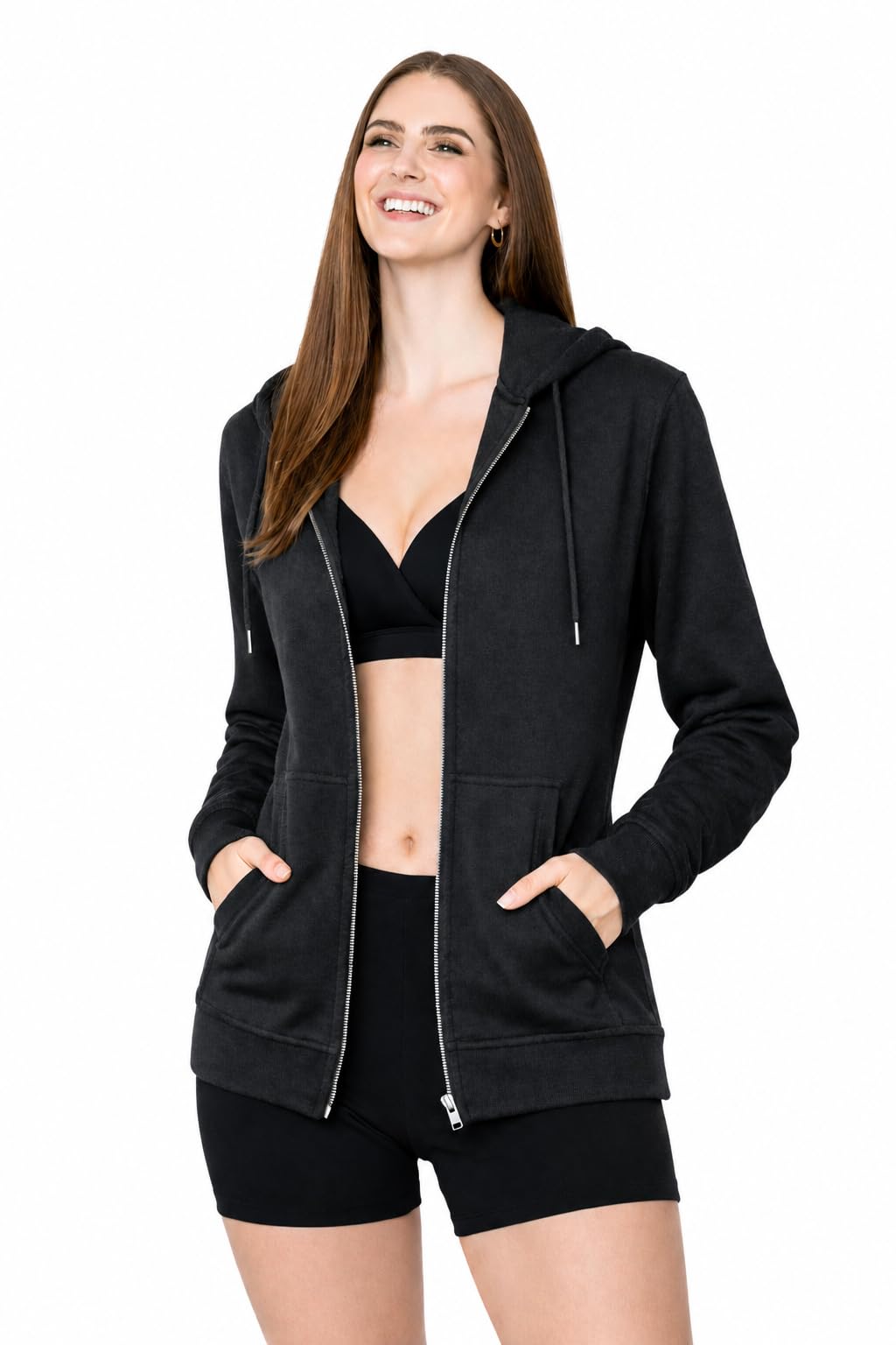 samyak wears Women's Solid Zipper Hooded Sweatshirt | Front Zip, Ribbed Hem, Lined Hood, Casual Winter Wear Jacket, Pure Cotton Hoodies Soft, Lightweight, Warm & Stylish-picture-22