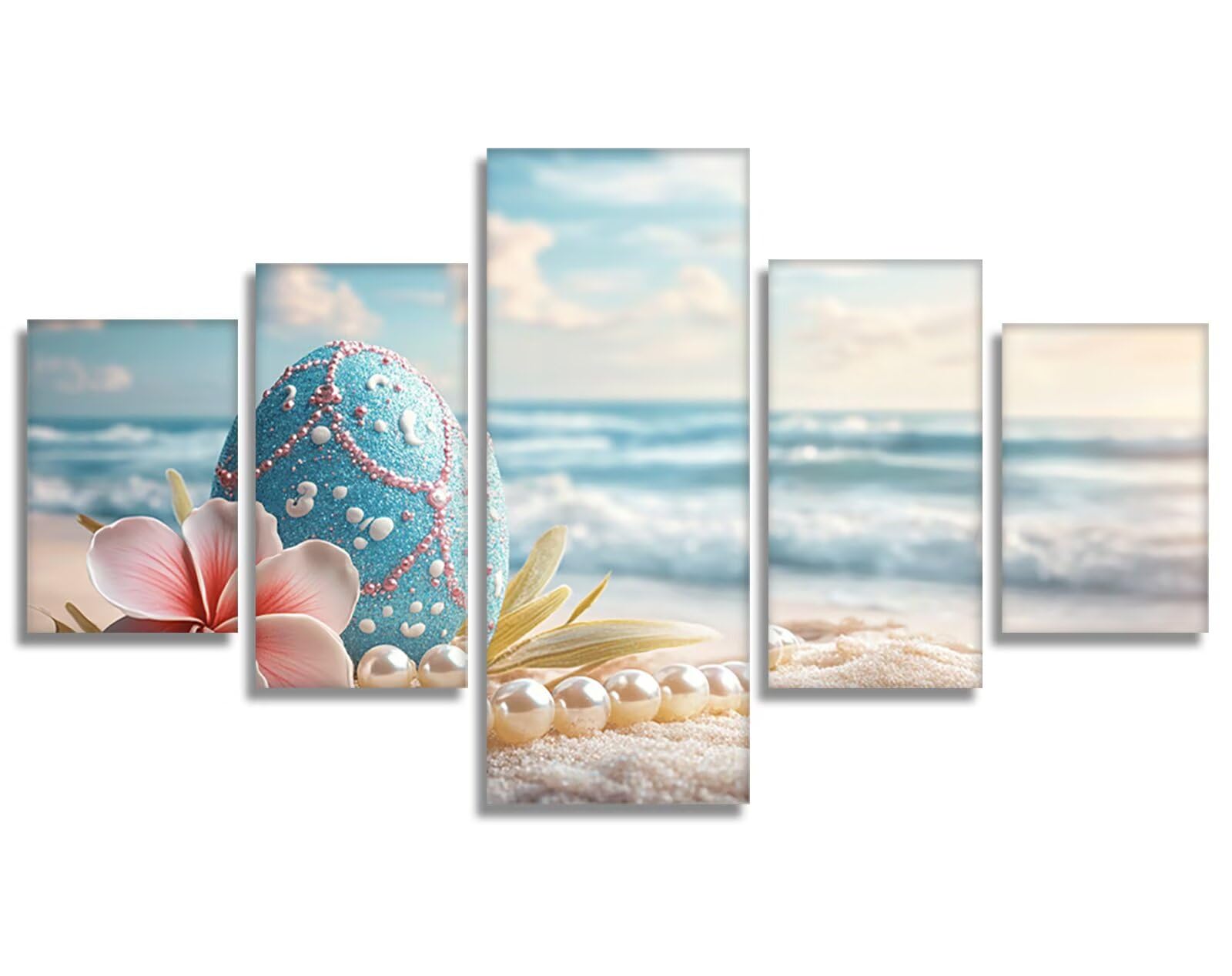 Zestaw 5 sztuk plażowych diamentowych jajek wielkanocnych do malowania diamentami dla dorosłych, DIY, pełne okrągłe wiertło, kryształowe zestawy artystyczne, dla dorosłych, początkujących, sztuka i