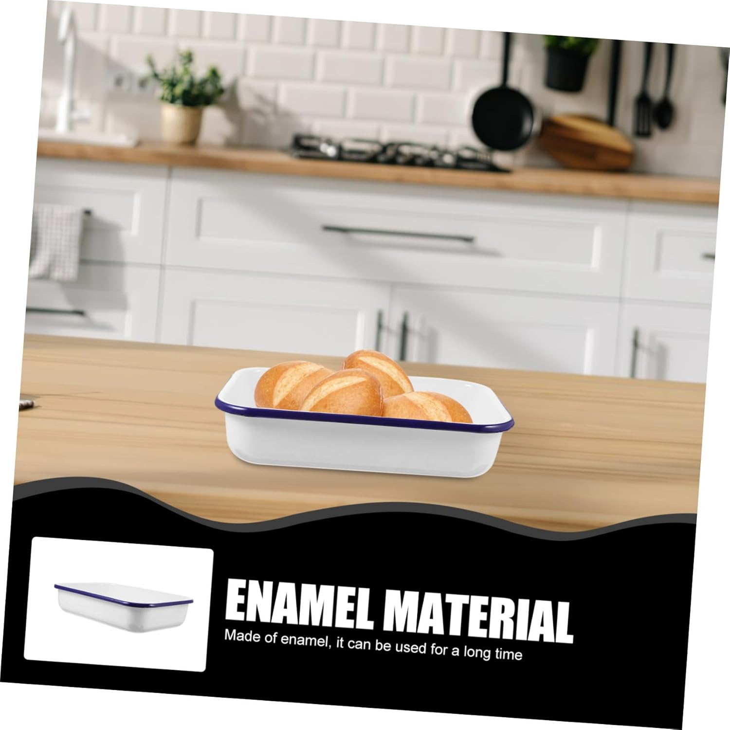 DOITOOL Enamel Baking Tray Safe Professional Enamel Pan for Baking, Roasting, and Food Storage in Kitchen
