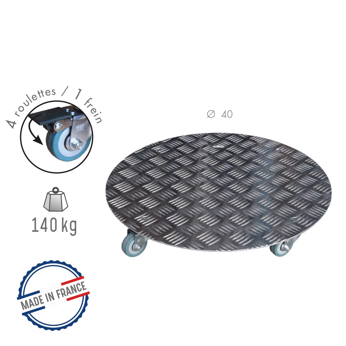 Louis Moulin Pflanzenroller aus Aluminium, rund, 40 cm