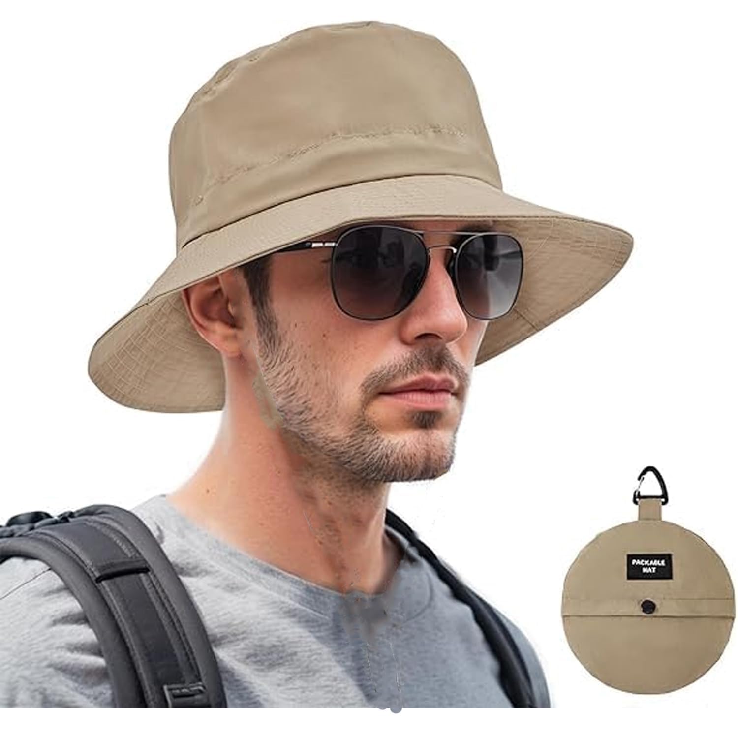 Caps for Mens & Womens Foldable Bucket Hat Lightweight Quick-Drying Waterproof Outdoor Sun Protection Hat with Portable Storage-image-0