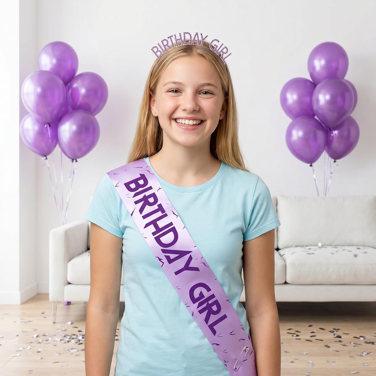 Korea-pop Birthday Girl Sash Crown, Birthday Party Decor Photo Props
