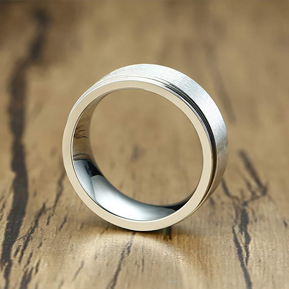 ZENSE - Bague tournante pour homme de couleur argent mate ZR0158
