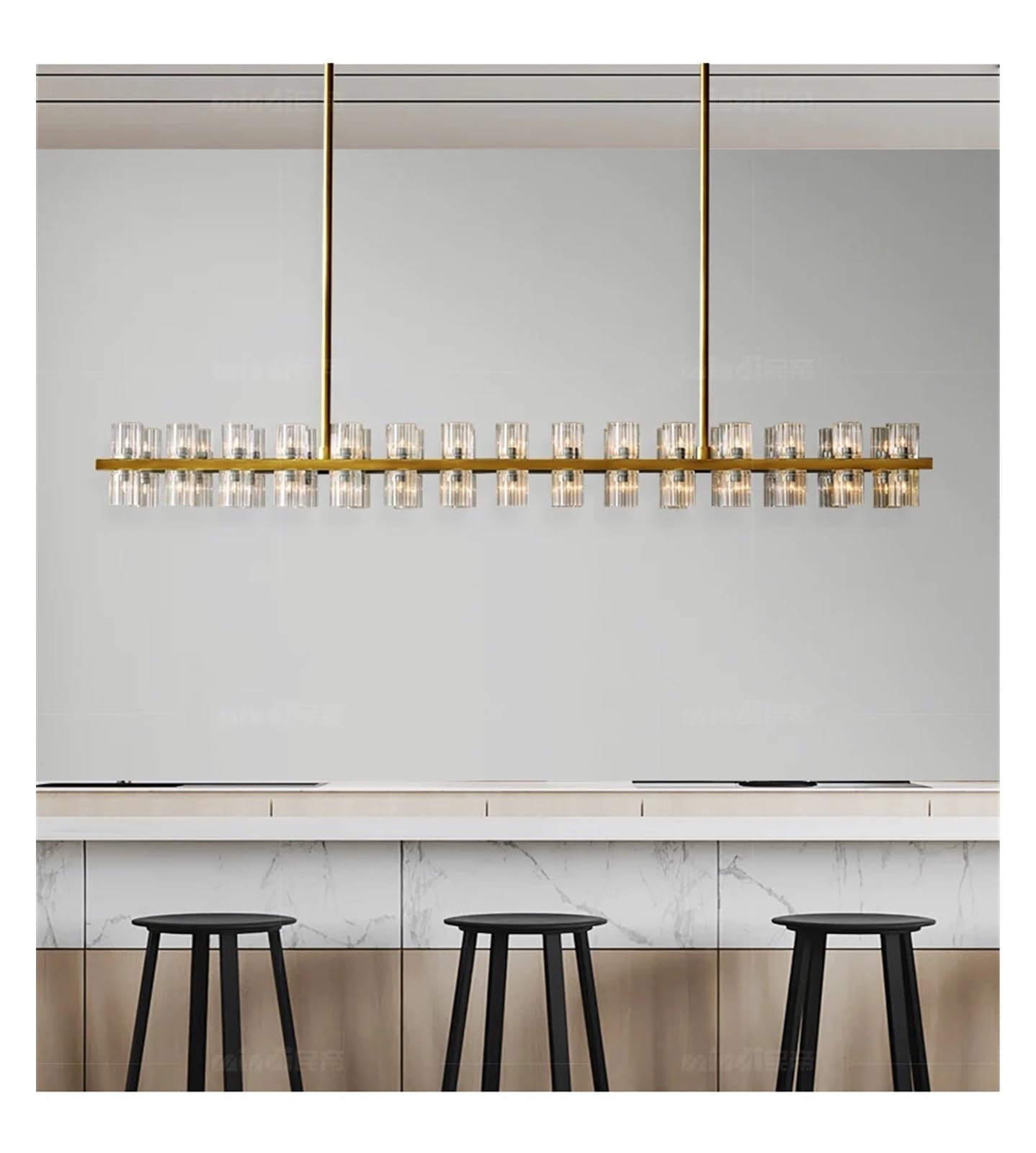 Lámparas de araña, Luces postmodernas for Restaurante, Luces Colgantes de Barra Cristal Personalizadas y Creativas, Estilo Ligero Lujo, Decorativas largas(L137CM-60 Heads-A,Warm)
