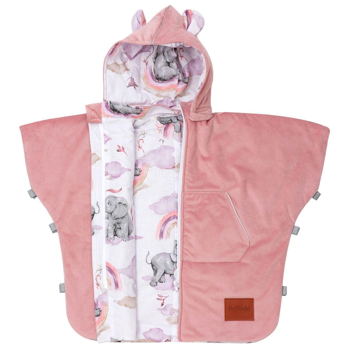 Poncho auto Bellochi universale per bambini 1-6 anni | Cappuccio staccabile | Strisce riflettenti | 80x60cm | Habarigani