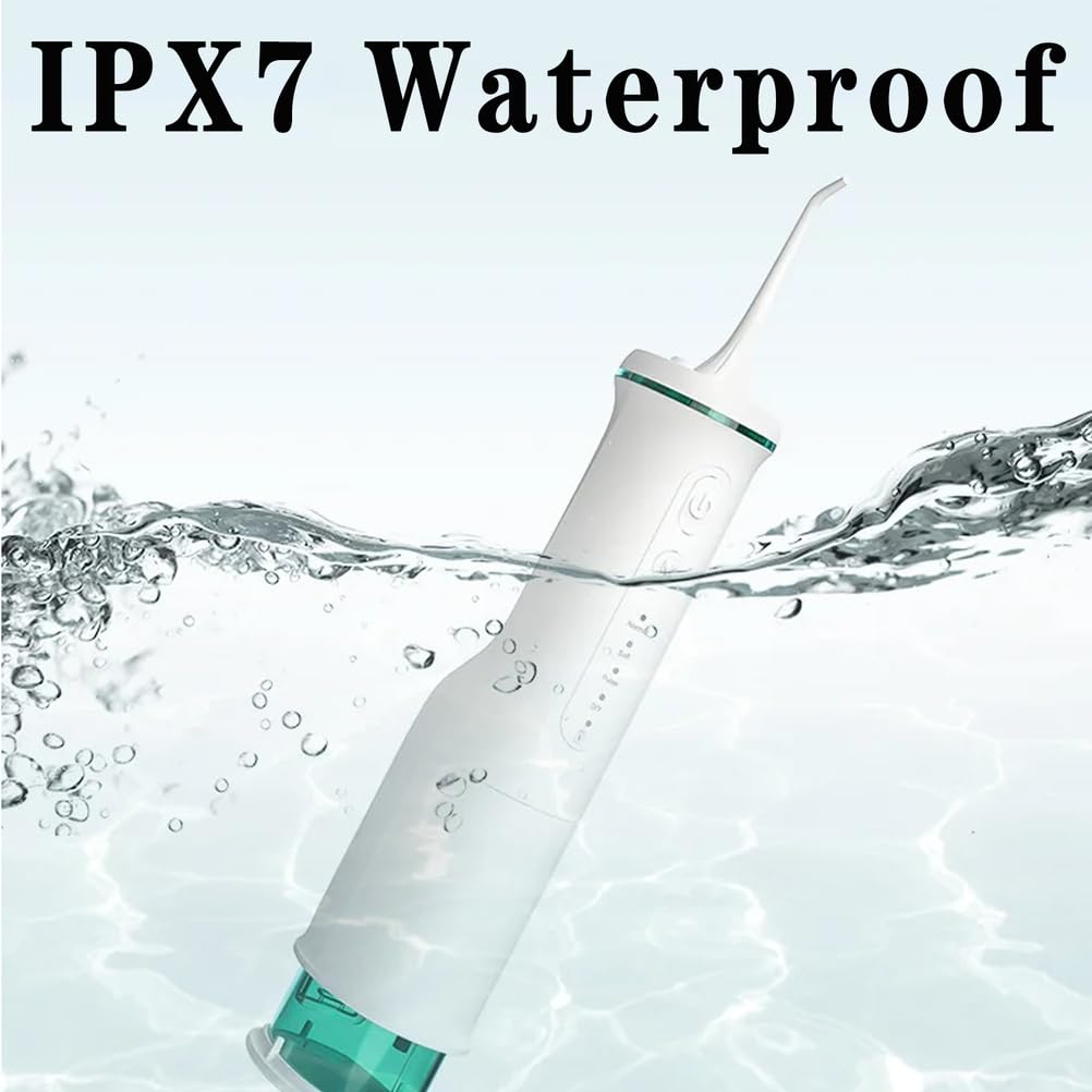 Nero,Idropulsore Dentale, Irrigatore Orale Portatile da 350 Ml, 4 modalità di Pulizia E Filo Interdentale, Pulisci Denti Senza Fili Impermeabile IPX7