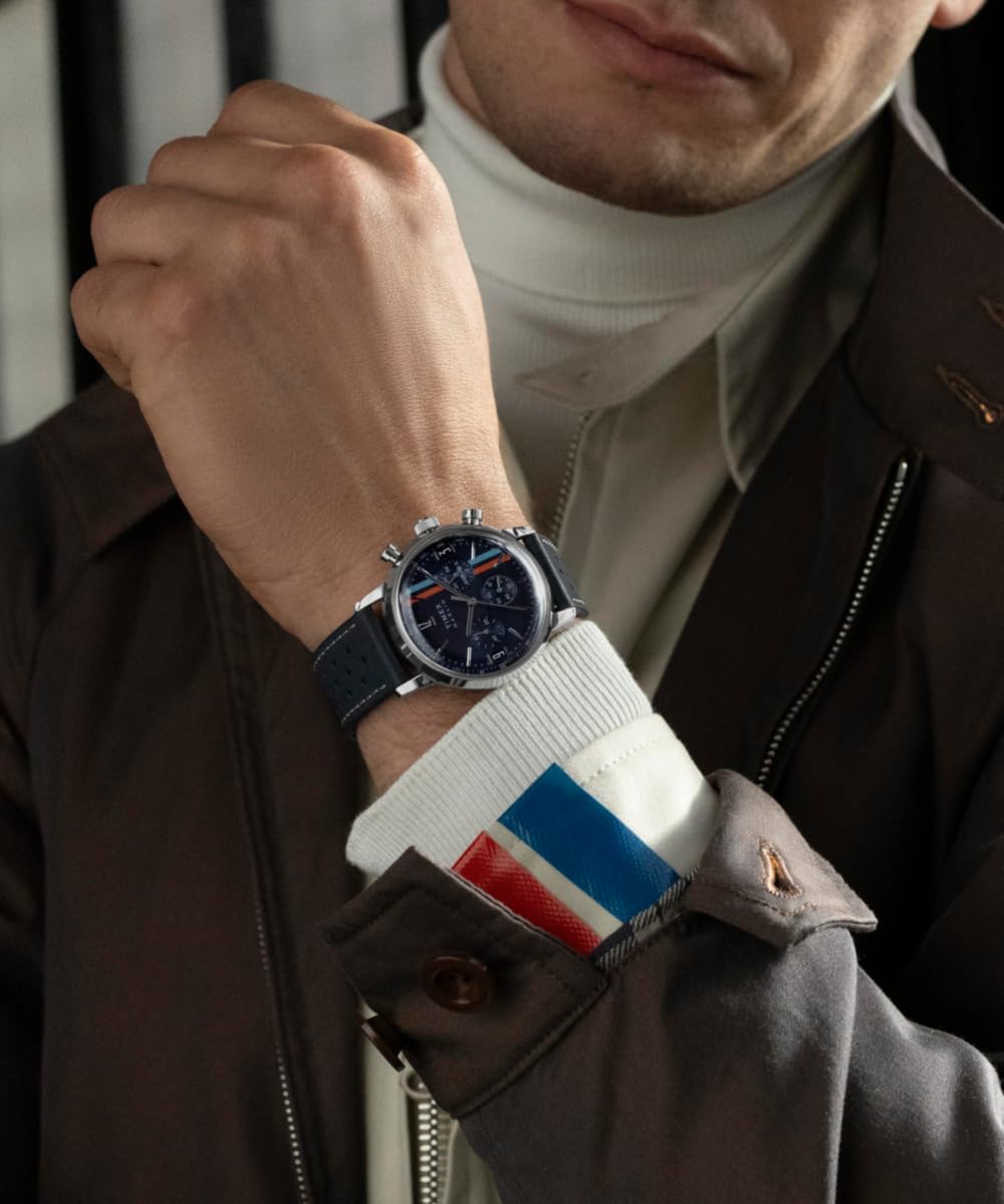 Timex Męski zegarek kwarcowy z chronografem ze skórzanym paskiem Marlin