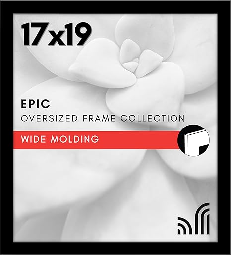 Americanflat 17x19 Picture Frame with Polished Plexiglass - Black Picture Frame - Wide Photo Frames Made of Engineered Wood for Vertical or Horizontal Wall Display - Epic Collection - Black
