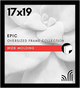 Americanflat 17x19 Picture Frame with Polished Plexiglass - Black Picture Frame - Wide Photo Frames Made of Engineered Wood for Vertical or Horizontal Wall Display - Epic Collection - Black