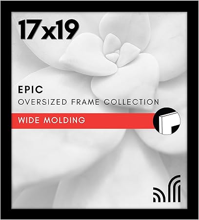 Americanflat 17x19 Picture Frame with Polished Plexiglass - Black Picture Frame - Wide Photo Frames Made of Engineered Wood for Vertical or Horizontal Wall Display - Epic Collection - Black