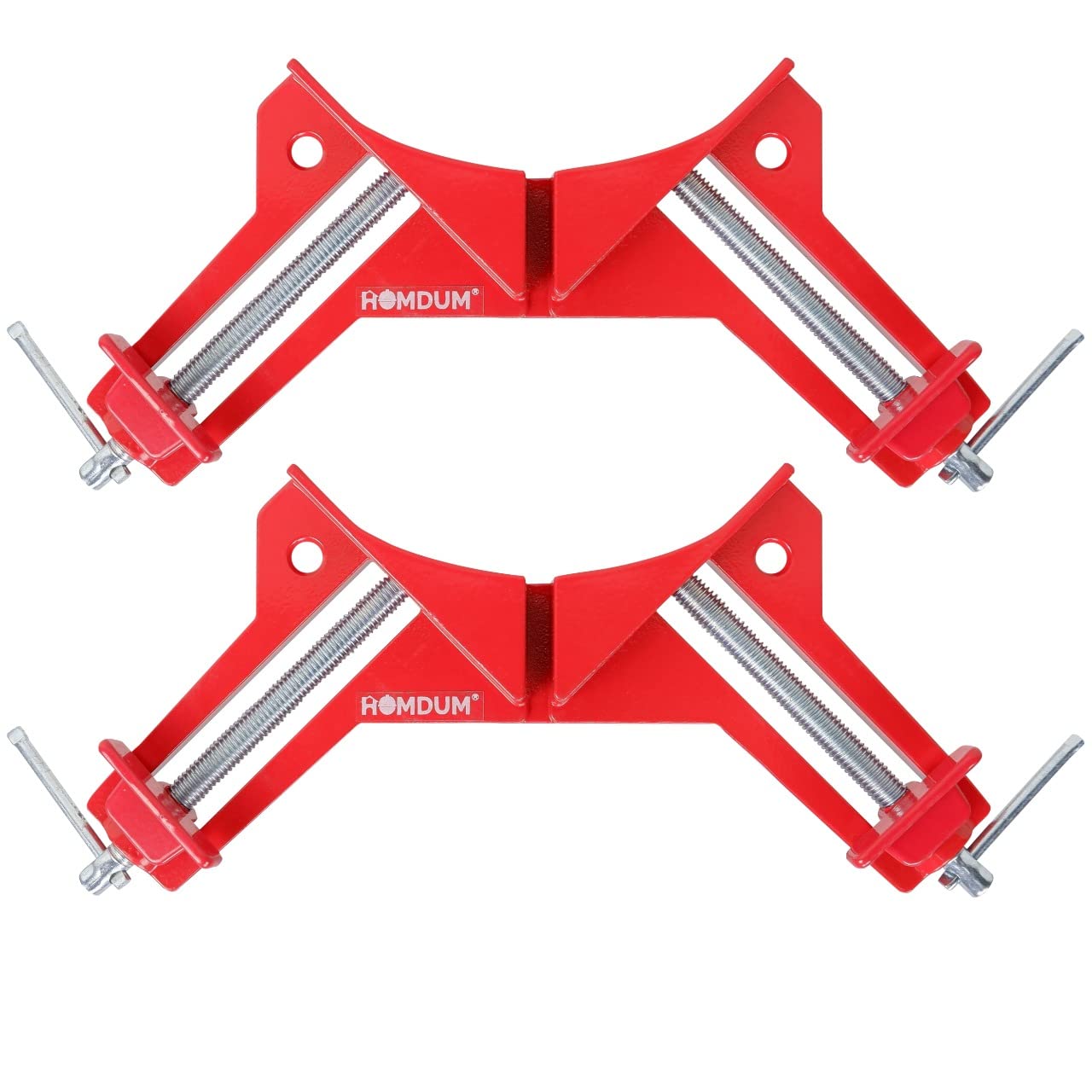 Homdum 90 Degree Corner Clamp DIY Woodworking Framing Holder Tool for Right Angle Picture Frame Clamping with one finger rotating screw jaw Pack of 2 Pieces