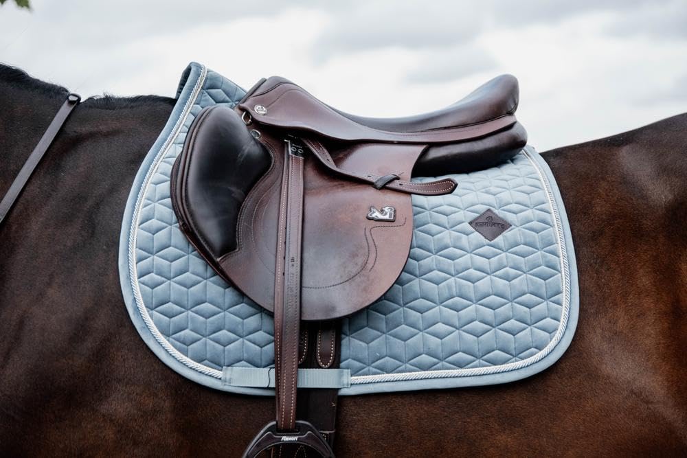 Kentucky Horsewear - Tapis de selle en velours - Tapis de selle - Saut - Bleu clair