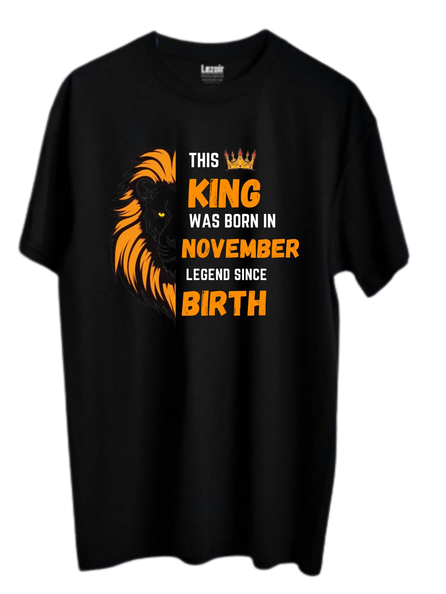 LezoirLegends| Kings are Born Printed Half Sleeve Round Neck T-Shirt | Black Cotton Printed Tshirt for Mens