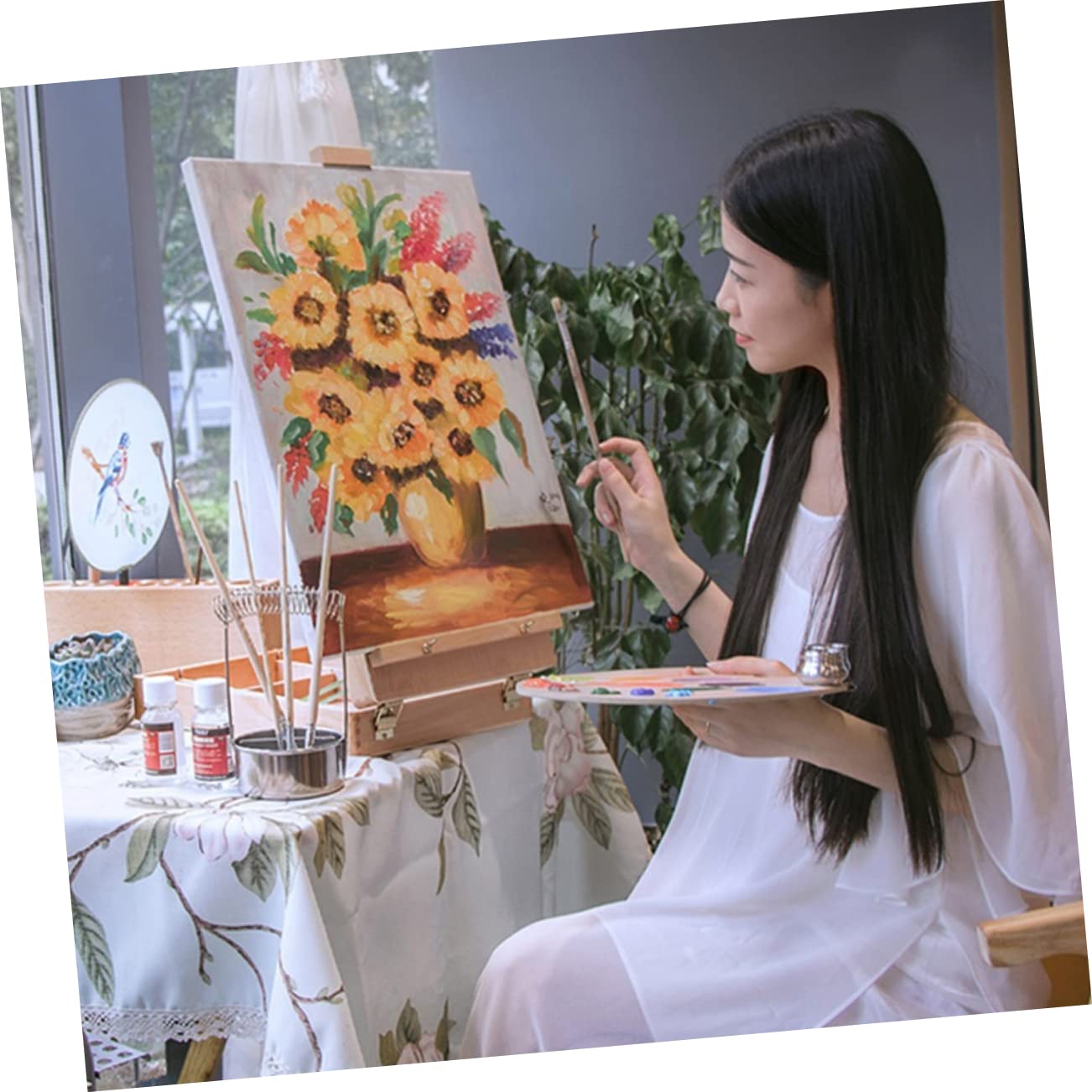 Toile Tendue Blanche en Coton Lin 6 Pièces pour Peinture