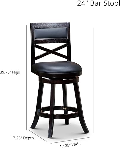 Miniatura 3 de DTY Indoor Living Meeker X - Taburete giratorio de tela, altura de mostrador de 24 pulgadas, acabado espresso, asiento de tela beige