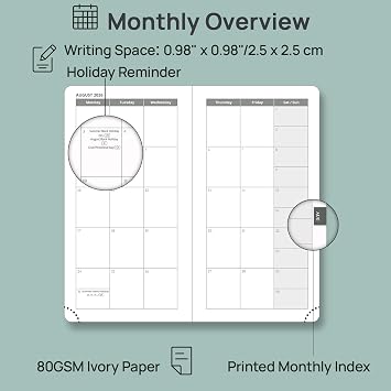 POPRUN 2026-2027 Academic Pocket Diary Week to View Slim (8.8x16.3cm)