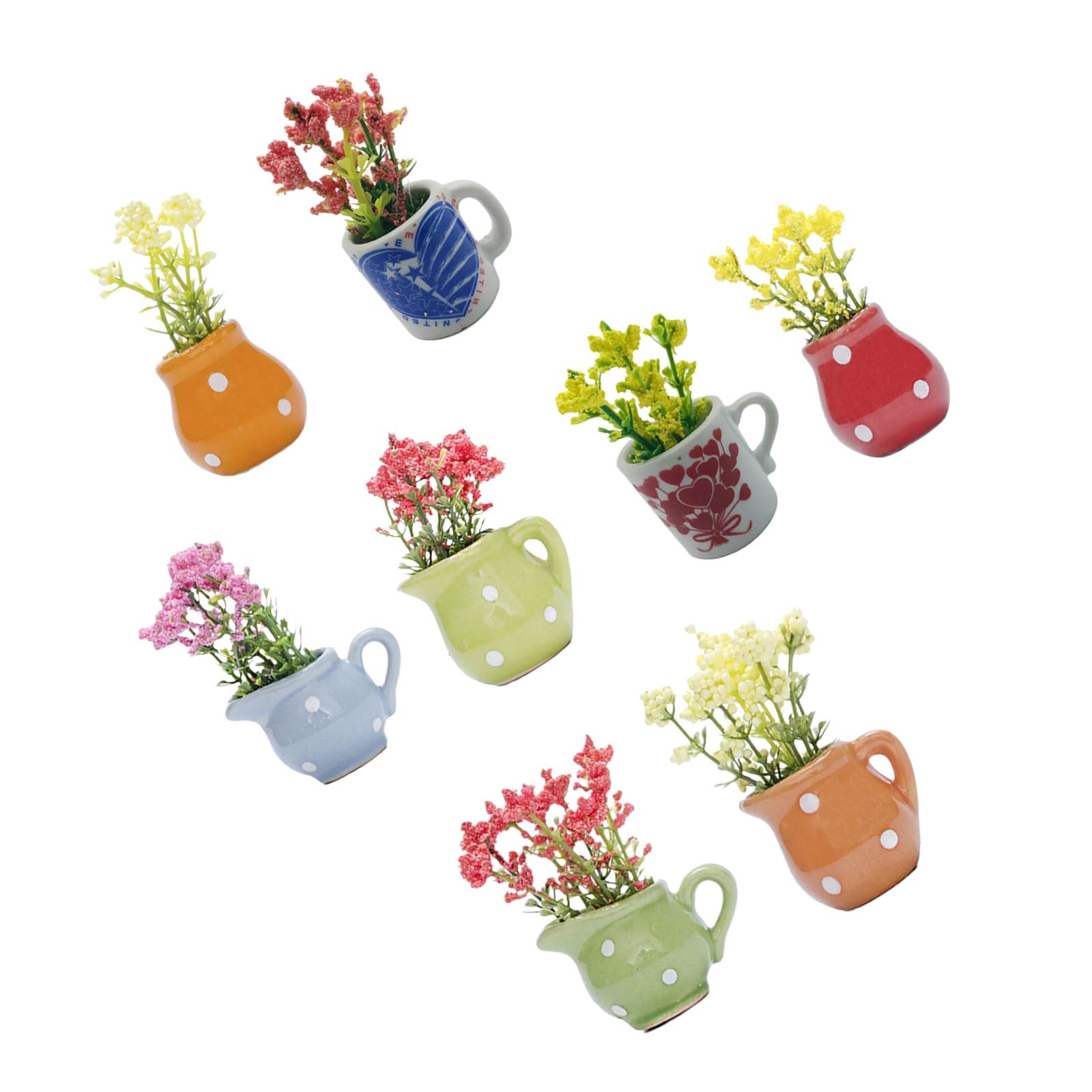 TFAOYS 8Pieces Buds Vases Ornaments for Refrigerator Resins Flower Pots Magnets Farmhouses Kitchen Decors Accessories Resins Vase Decors