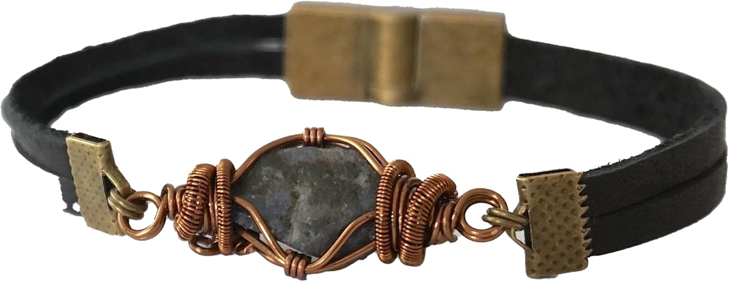 Natural Crystal Bracelet for Men - NEW Genuine Sapphire Bracelet Men’s Raw Crystal Bracelet September Birthstone Men's Jewelry Gift