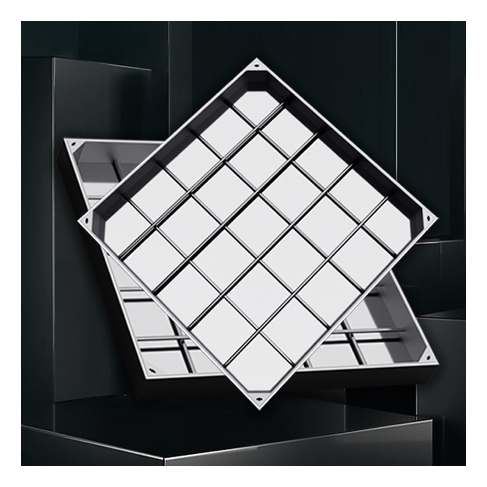 GJMSSMY Stainless Steel Hidden Manhole Cover – Invisible Access for Drainage Sewer and Wastewater Pits Ideal for Outdoor Terrace Garden Garage and Highway (50 x 50 cm)