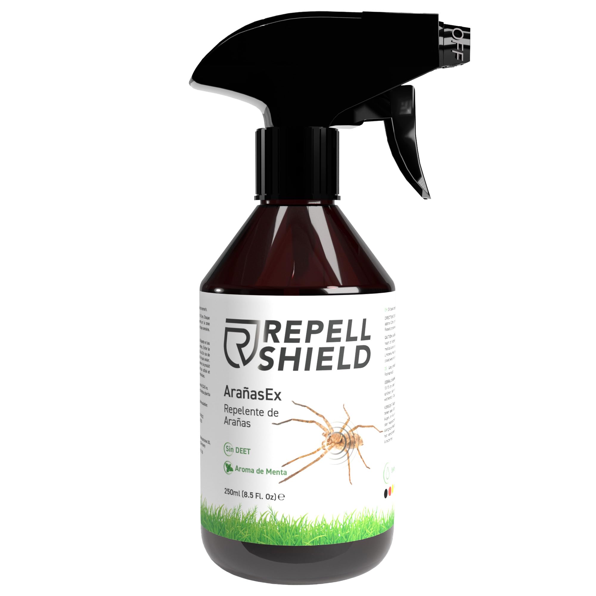 RepellShield Spray Insecticida Arañas Orgánico para Casa, Huerto y Jardín, 250ml - Repelente Arañas Interior y Exterior con Aceites Esenciales - Spray para Eliminar las Arañas de Casa