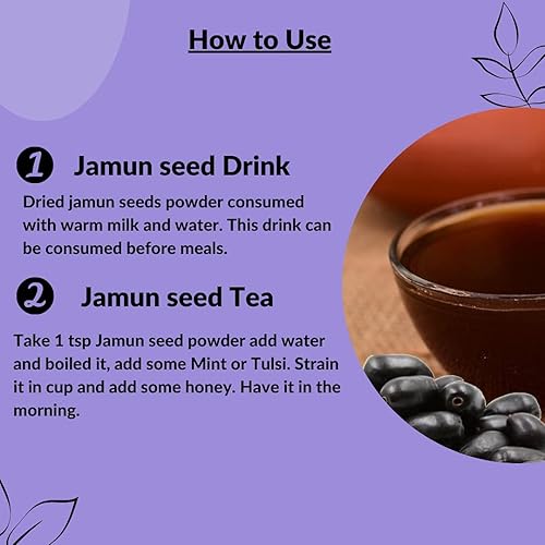 Miniatura 4 de Polvo de semillas de jamun (Eugenia Jambolana) de mi Nature  8.01 oz (8 onzas)  Suplemento de hierbas  Mejora la digestión