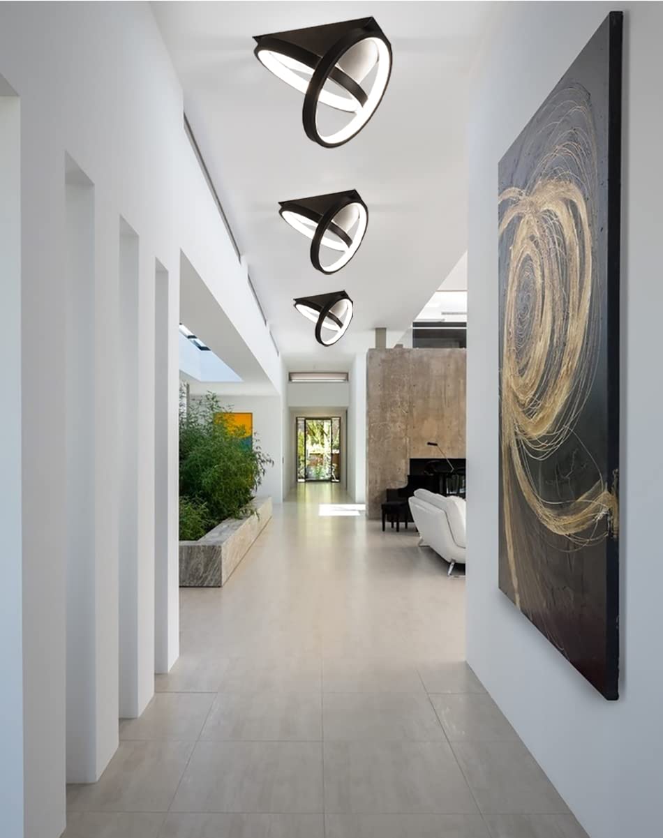 Lampa sufitowa LED 26 W z czujnikiem ruchu, nowoczesna lampa sufitowa z czujnikiem ruchu, do korytarza, klatki schodowej, salonu, na balkon, kuchnię, garaż, ganek, biuro, czarna, zimna biel 6000 K