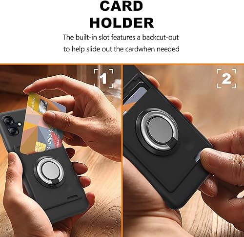 Miniatura 3 de Para Galaxy A04E 4G / SM-A042F Caja Del Teléfono Con Titular De La Tarjeta Y Caso Del Soporte Del Anillo Para La Cubierta De La Galaxia A04E 4G -