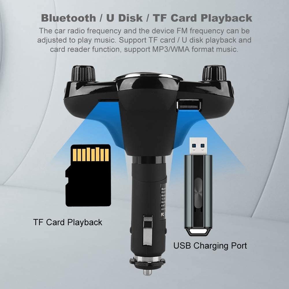 Audio de automóvil, Transmisor USB FM de Bluetooth, Adaptador de Audio de Coche de Manos Libres inalámbrico Player MP3 Port Port Cargador de automóvil con Pantalla LED