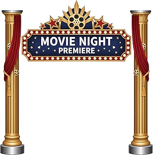 3 PCS Movie Night Porch Sign Banner – Movie Party Decorations, Movie Theater VIP Sign for Home, Outdoor & Indoor Movie Theme Party Decor