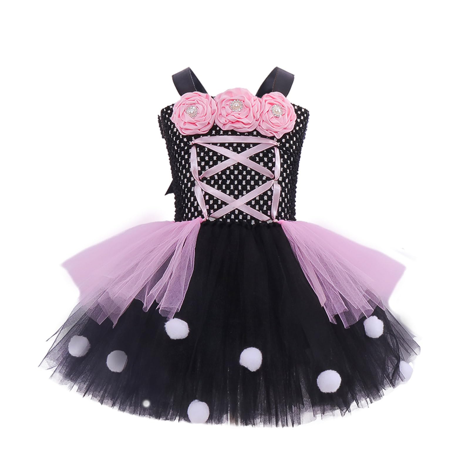 IBAKOM Girls Halloween Costume: Witch Role Play Costume Cosplay Fancy Dress Outfit for Kids - Party Carnival Pink 9-10Y - Image 3