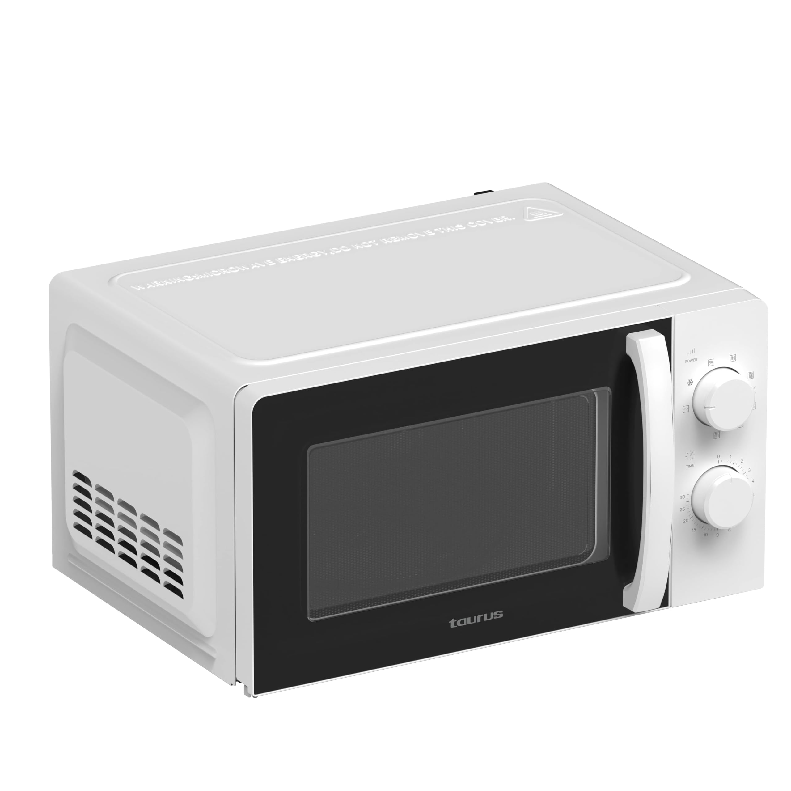Taurus Instant Grill Microondas con Grill 700W + 900W 20L, Función Descongelar, 6 Potencias, 3 Modos Combinados y Puerta Full Glass