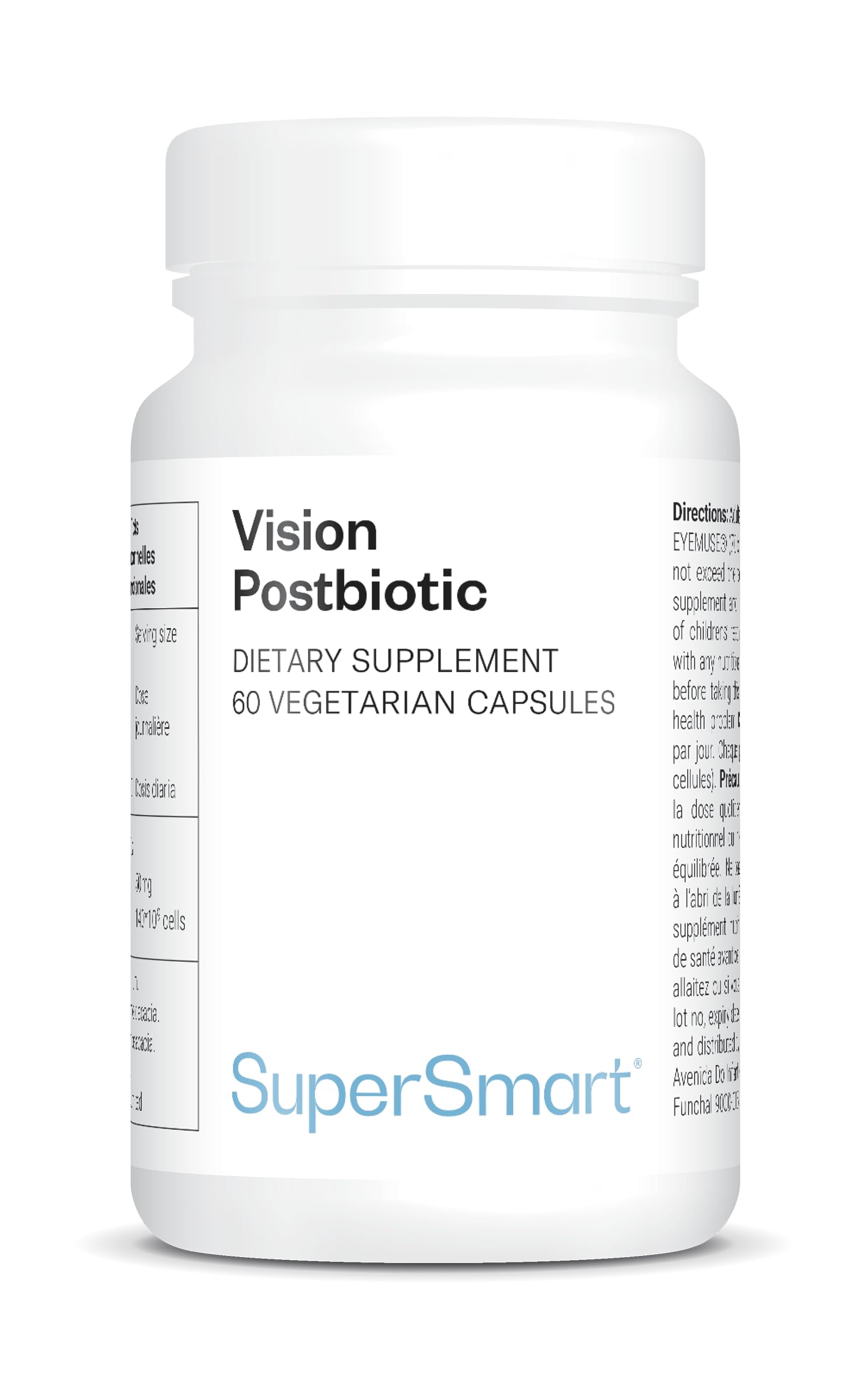Postbiotique pour la Vision Breveté - Vegan - Sans excipients - SuperSmart | Lutte contre la Fatigue Visuelle - Protection des yeux de la lumière bleu - Soutenu par des études scientifiques