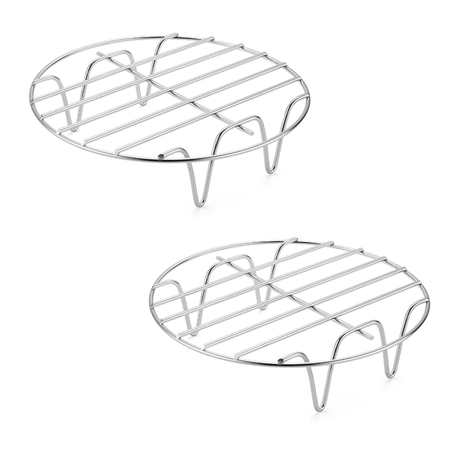 2 Pack Air Fryer Rack Round 6 inch, Stainless Steel Air Fryer Basket Tray, Dehydrator Rack for Air Fryer, Steaming Cooling Drying Baking Cooking Rack for Air Fryer/Oven/Stockpot/Pressure Cooker