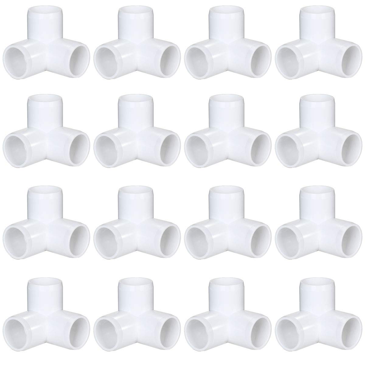 16 Pack PVC Elbow Fittings 3/4 Inch 3 Way PVC Pipe Fitting Connectors