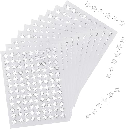 Paquete de 2160 calcomanías pequeñas de estrella plateada, calcomanías de recompensa de 0.3 pulgadas de diámetro para niños, cara, calcomanías