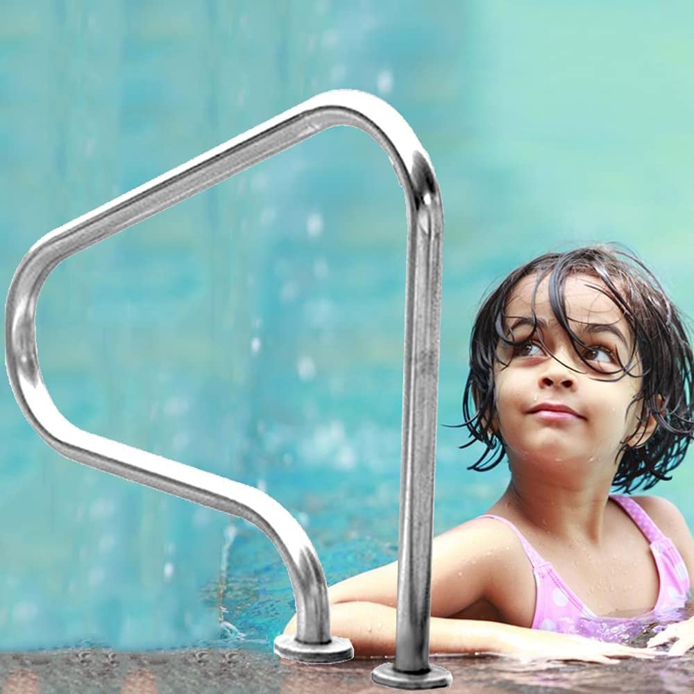 Barandilla de piscina con asa, pasamanos de 3 curvas para piscinas, pasamanos de acero inoxidable 304 para escaleras, pasamanos ergonómicos para spas, fácil de instalar (Tamaño: Grosor: 1,0 mm)