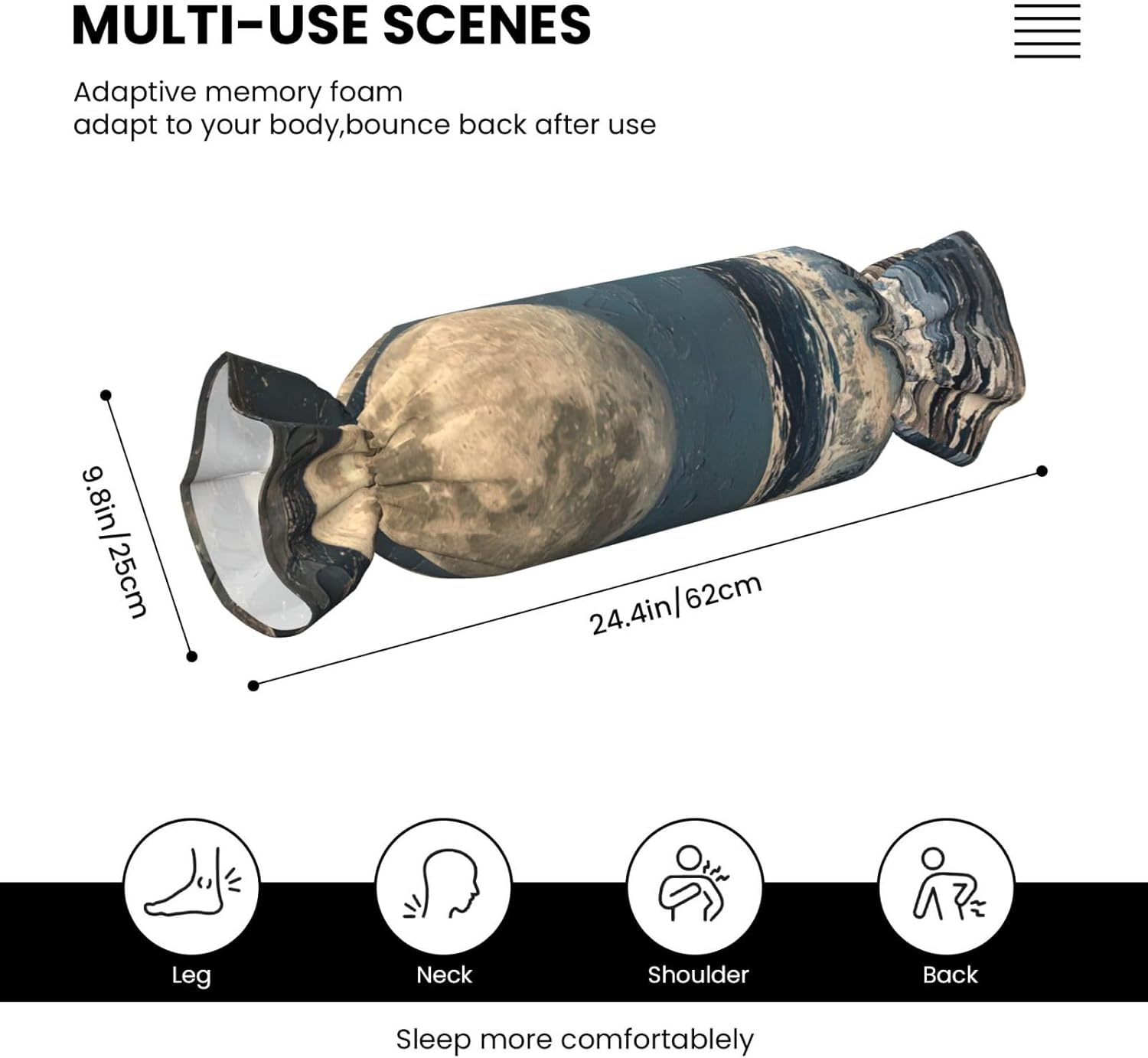 Moon and Sea Print Candy Cylindrical Comfortable Pillow Throw Pillows Home Decor Easy Maintenance