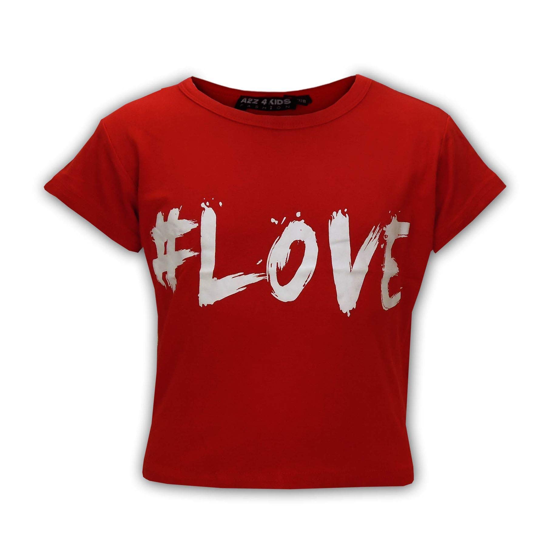 A2Z 4 Kids Mädchen Top Kinder Liebe Print Stilvoll Mode Trendy - Love Crop Top Red 13