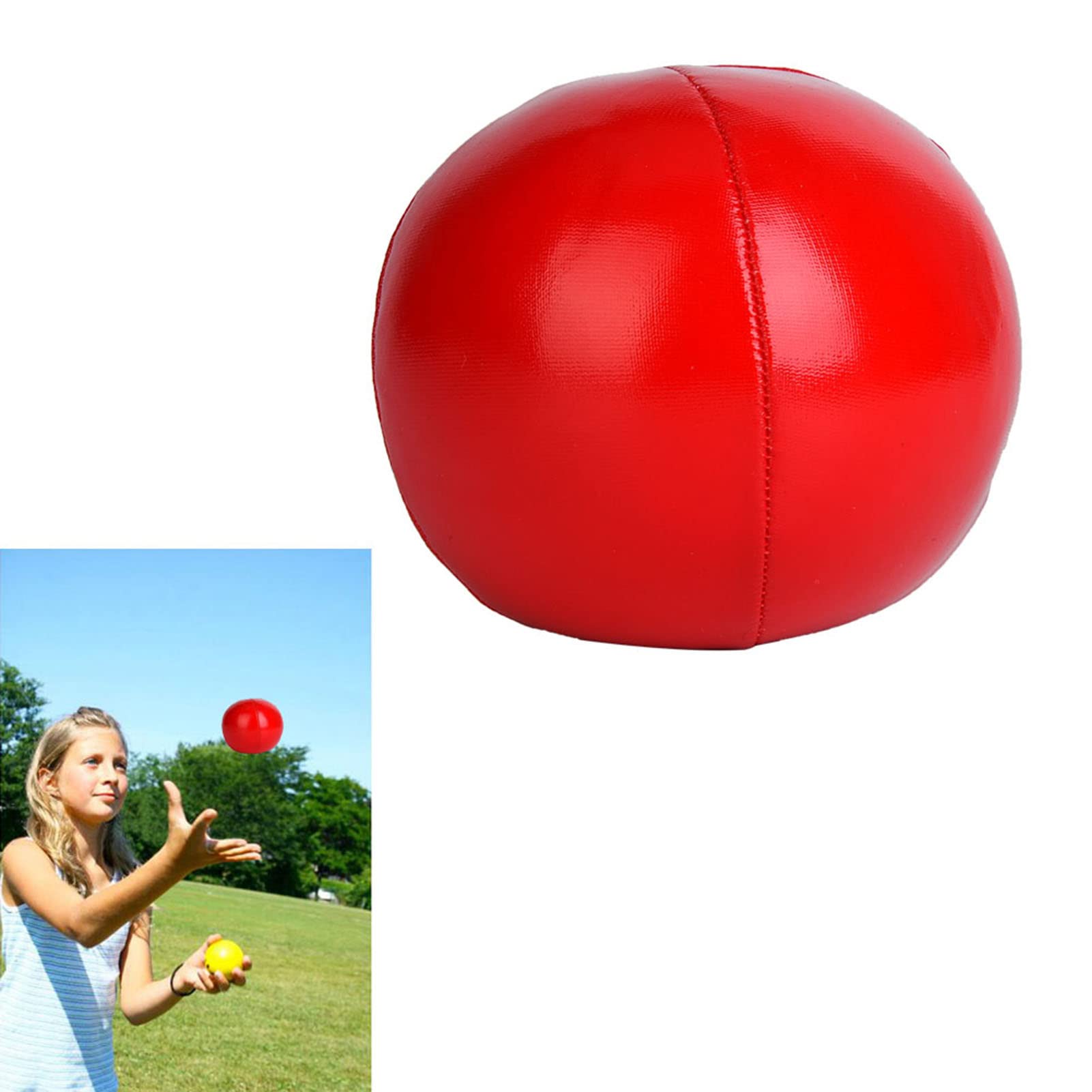 Jiawu 3 Pack PU Juggling Balls for Beginners & Professionals | Soft Comfortable Juggling Set for Kids & Adults, Durable Tear-Resistant Equipment (Red)