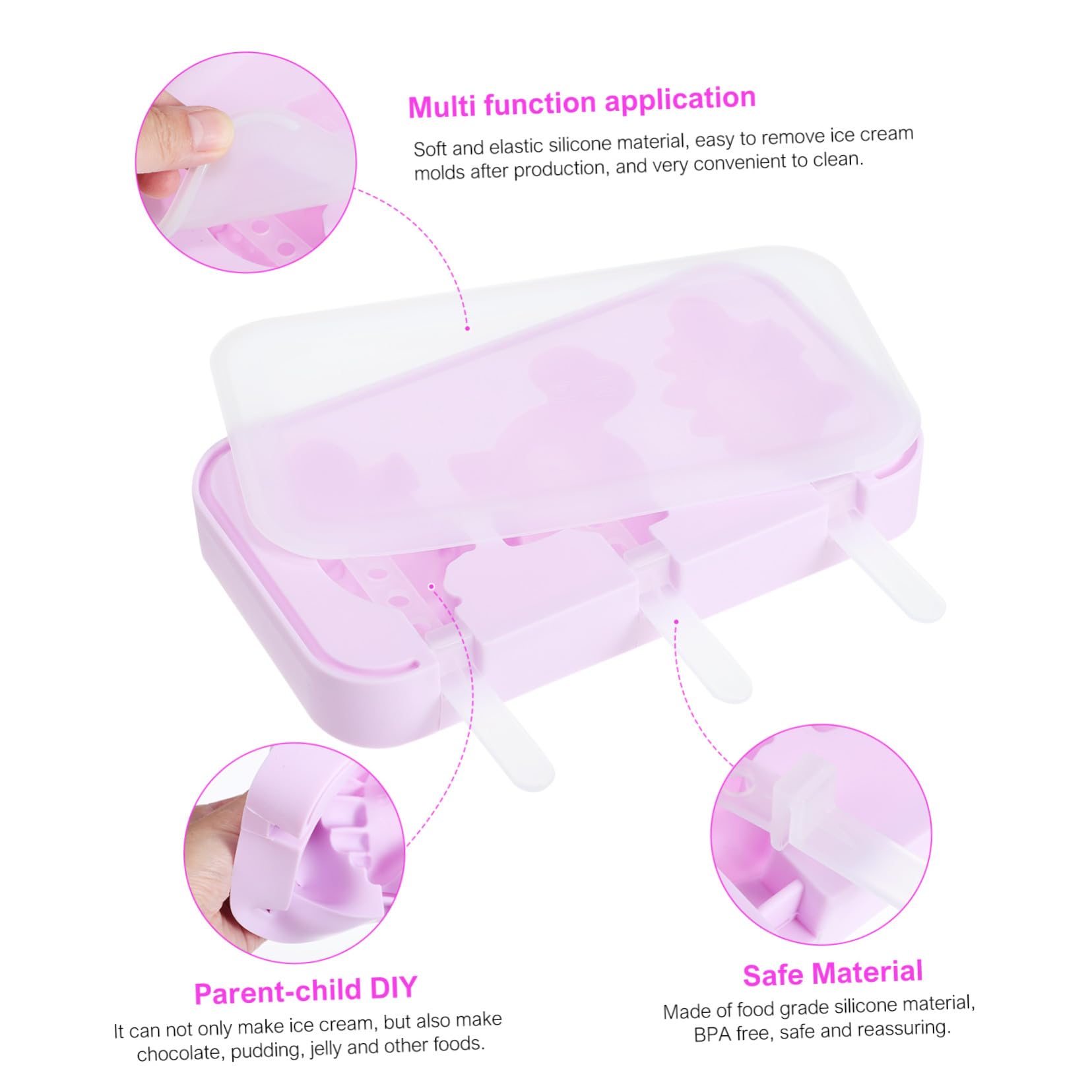 Moule à Glace Réutilisable Moule à Mini-glace Créatif Soi-même 2pcs avec Couvercle en Silicone pour Fête Cuisine Maison