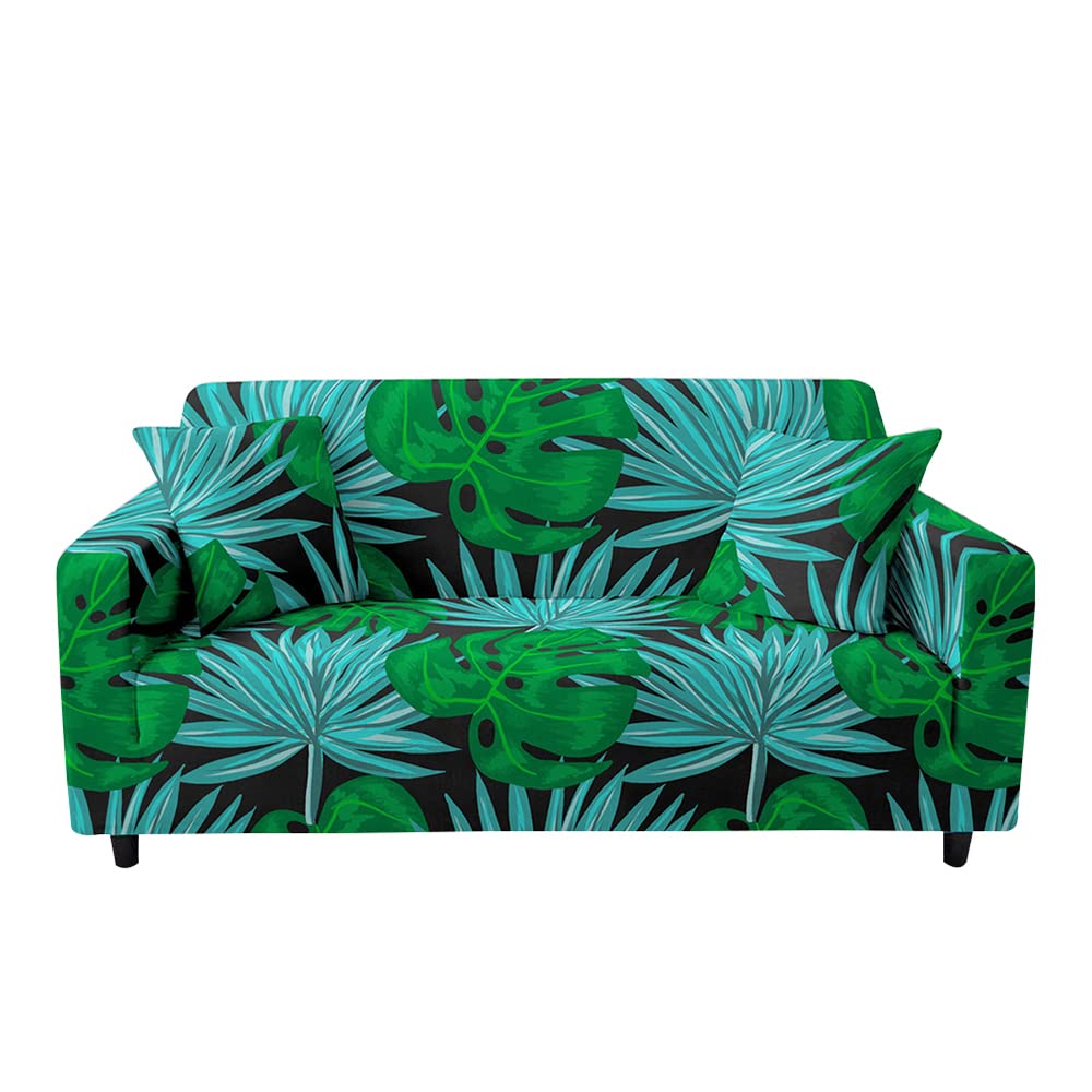 Highdi Turtle Leaf Leaves Print Sofa Cover 1/2/3/4 Seater, Sofa Slipcover Stretch Washable Furniture Protector Non Slip Sofa Covers For Loveseat Couch Sofa (2 Seater,)