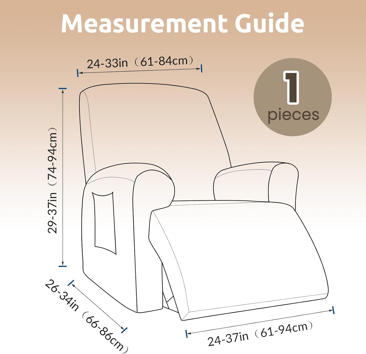 Stretch Recliner Chair Cover, 1-Piece Recliner Slipcover Soft Spandex Recliner Covers Non-Slip Furniture Protector with Pocket (Gray Green)